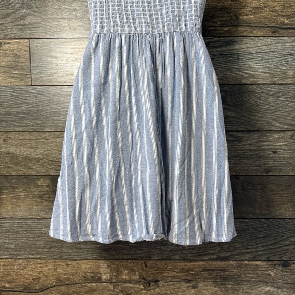 Hollister Blue White Striped Baby Doll Sundress Y2K Halter Mini Smocked Medium - Picture 5 of 9